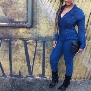 Fashion nova denim jumpsuit